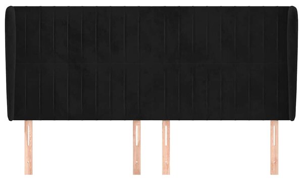 Čelo postele typu ušák černé 203x23x118/128 cm samet 3118262