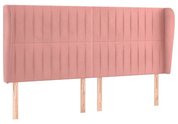Čelo postele typu ušák růžová 203x23x118/128 cm samet 3118265