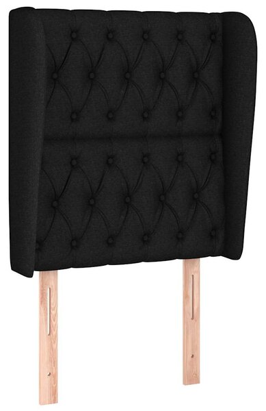 Čelo postele typu ušák černé 83 x 23 x 118/128 cm textil 3118268