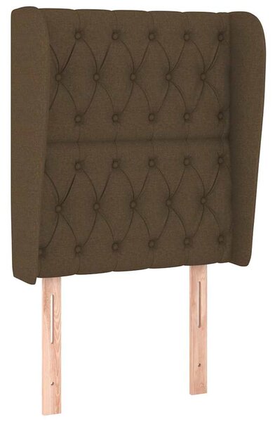 Čelo postele typu ušák tmavě hnědé 83 x 23 x 118/128 cm textil 3118269
