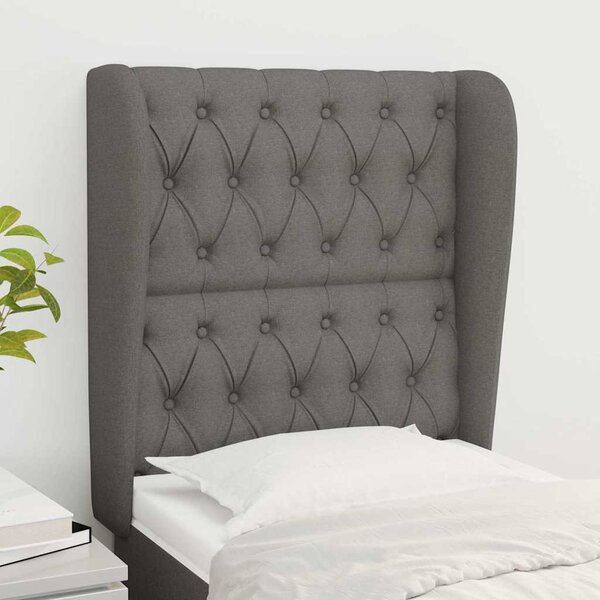 Čelo postele typu ušák tmavě šedé 83 x 23 x 118/128 cm textil 3118267
