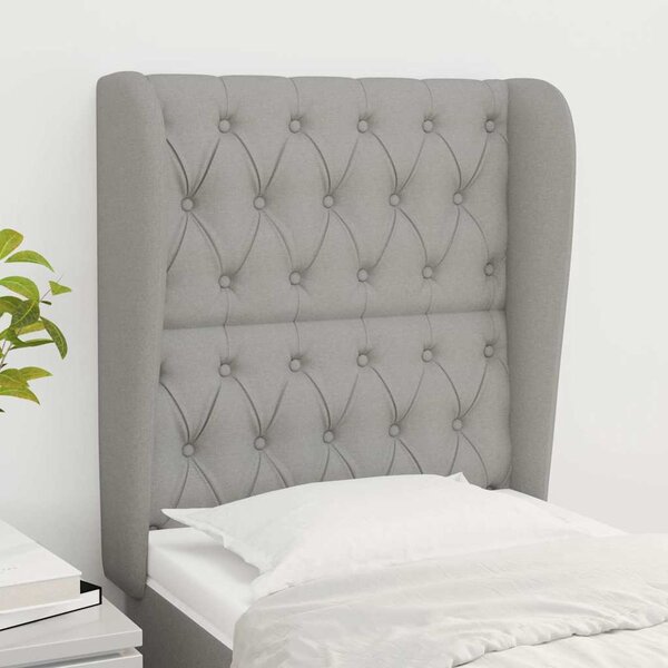 Čelo postele typu ušák světle šedé 83 x 23 x 118/128 cm textil 3118266