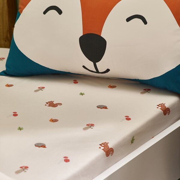 Béžové napínací dětské prostěradlo na dvoulůžko 135x190 cm Fox and Woodland Friends – Catherine Lansfield