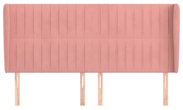 Čelo postele typu ušák růžová 203x23x118/128 cm samet 3118265