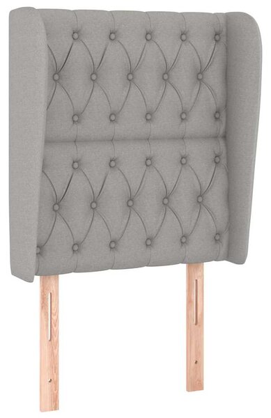 Čelo postele typu ušák světle šedé 83 x 23 x 118/128 cm textil 3118266