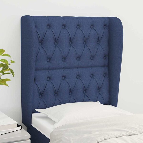 Čelo postele typu ušák modré 83 x 23 x 118/128 cm textil 3118272