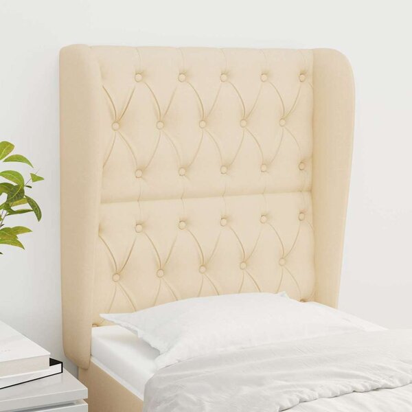Čelo postele typu ušák krémové 83 x 23 x 118/128 cm textil 3118271