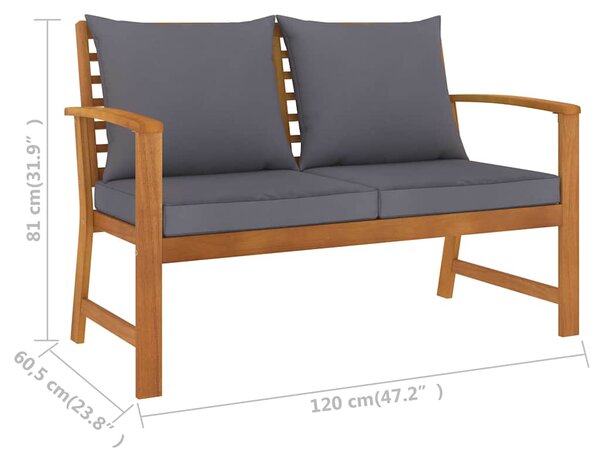Zahradní lavice 120 cm tmavě šedá poduška masivní akácie 311830