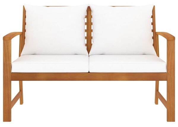 Zahradní lavice 120 cm s krémovou poduškou masivní akácie 311829
