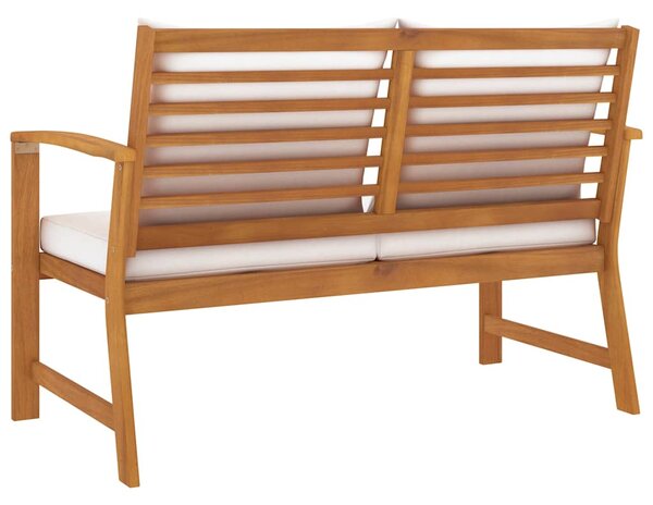 Zahradní lavice 120 cm s krémovou poduškou masivní akácie 311829