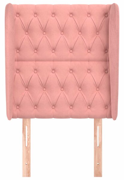 Čelo postele typu ušák růžové 83 x 23 x 118/128 cm samet 3118327