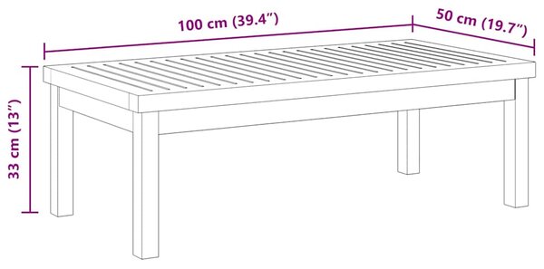 Konferenční stolek 100 x 50 x 33 cm masivní akáciové dřevo 311833