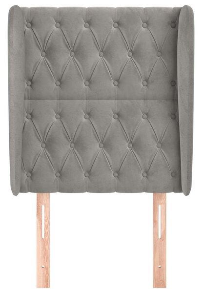Čelo postele typu ušák světle šedé 83 x 23 x 118/128 cm samet 3118322
