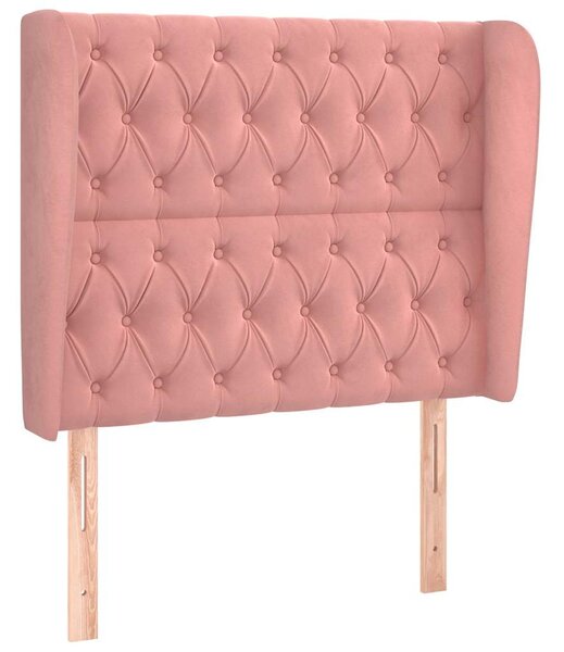 Čelo postele typu ušák růžové 93 x 23 x 118/128 cm samet 3118333