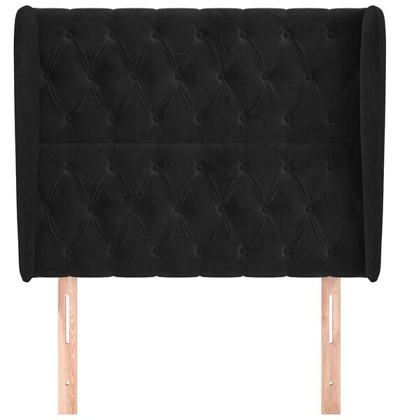 Čelo postele typu ušák černé 93x23x118/128 cm samet 3118330