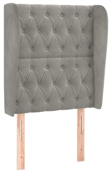 Čelo postele typu ušák světle šedé 83 x 23 x 118/128 cm samet 3118322