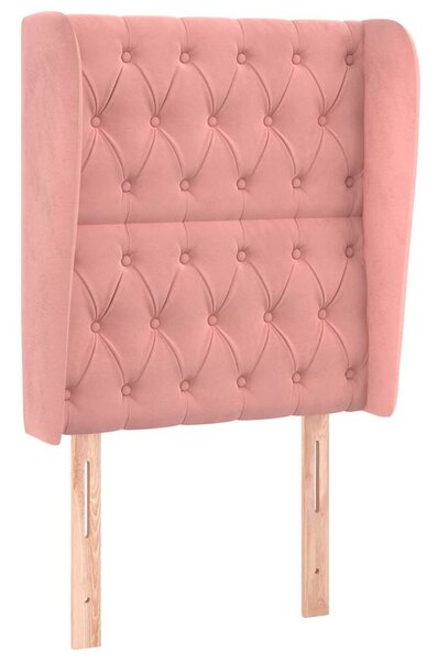 Čelo postele typu ušák růžové 83 x 23 x 118/128 cm samet 3118327