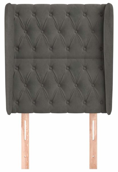 Čelo postele typu ušák tmavě šedé 83 x 23 x 118/128 cm samet 3118323