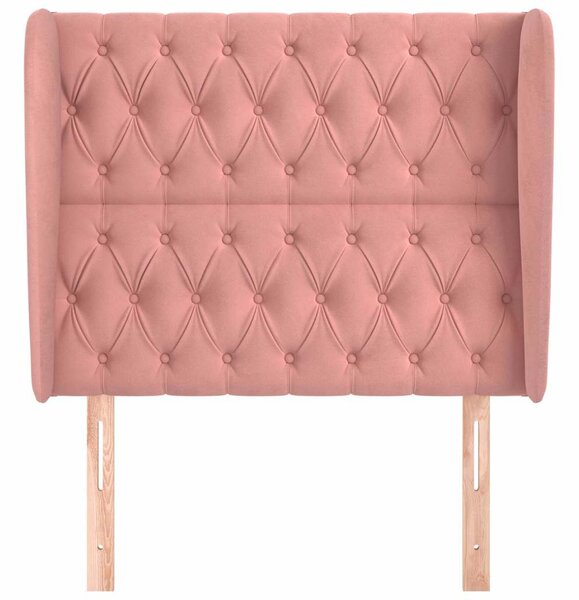 Čelo postele typu ušák růžové 93 x 23 x 118/128 cm samet 3118333