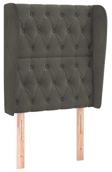 Čelo postele typu ušák tmavě šedé 83 x 23 x 118/128 cm samet 3118323