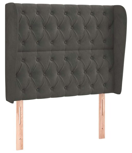 Čelo postele typu ušák tmavě šedé 93x23x118/128 cm samet 3118329