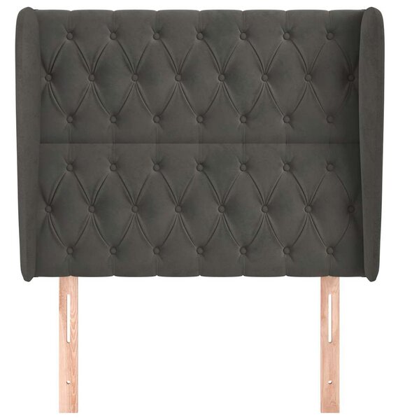Čelo postele typu ušák tmavě šedé 93x23x118/128 cm samet 3118329