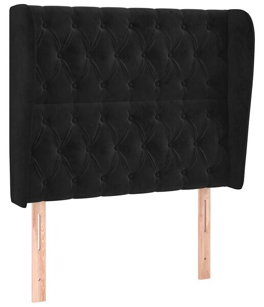 Čelo postele typu ušák černé 93x23x118/128 cm samet 3118330