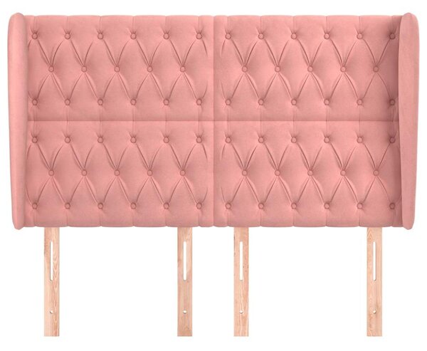 Čelo postele typu ušák růžová 163x23x118/128 cm samet 3118351
