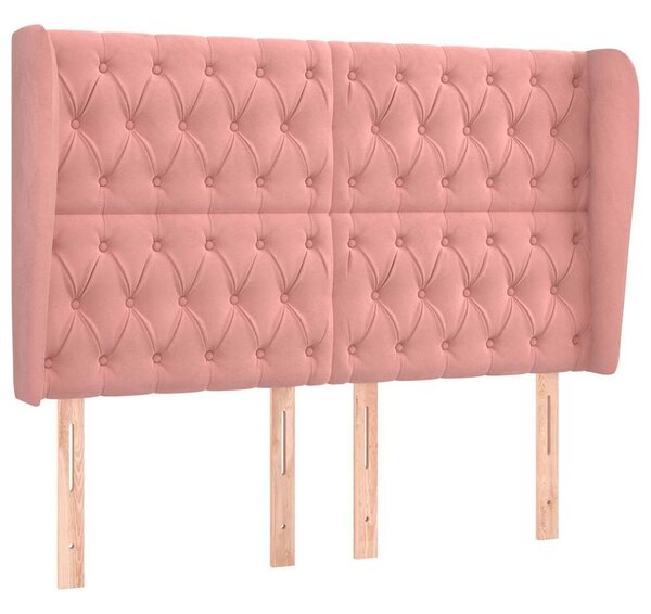 Čelo postele typu ušák růžová 163x23x118/128 cm samet 3118351
