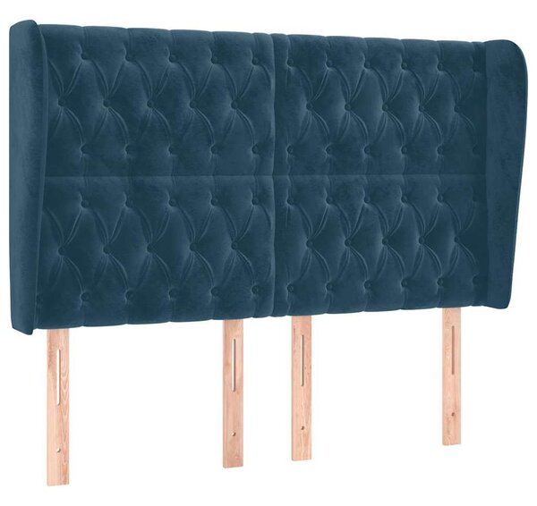 Čelo postele typu ušák tmavě modrá 163x23x118/128 cm samet 3118350
