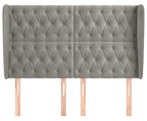 Čelo postele typu ušák světle šedé 163x23x118/128 cm samet 3118346