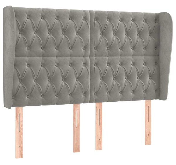 Čelo postele typu ušák světle šedé 163x23x118/128 cm samet 3118346
