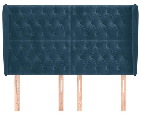 Čelo postele typu ušák tmavě modrá 163x23x118/128 cm samet 3118350