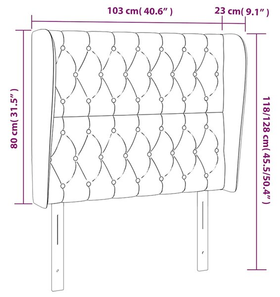 Čelo postele typu ušák tmavě hnědé 103x23x118/128 cm textil 3118338
