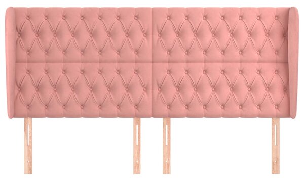 Čelo postele typu ušák růžová 183x23x118/128 cm samet 3118357