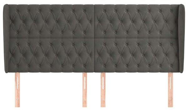Čelo postele typu ušák tmavě šedé 183x23x118/128 cm samet 3118353
