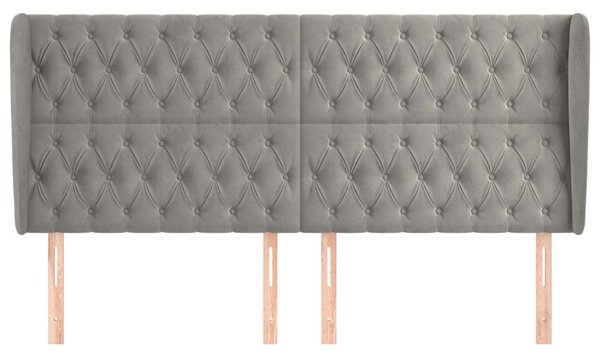 Čelo postele typu ušák světle šedé 183x23x118/128 cm samet 3118352