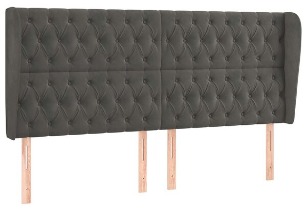 Čelo postele typu ušák tmavě šedé 183x23x118/128 cm samet 3118353
