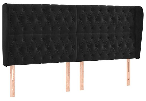 Čelo postele typu ušák černé 183x23x118/128 cm samet 3118354