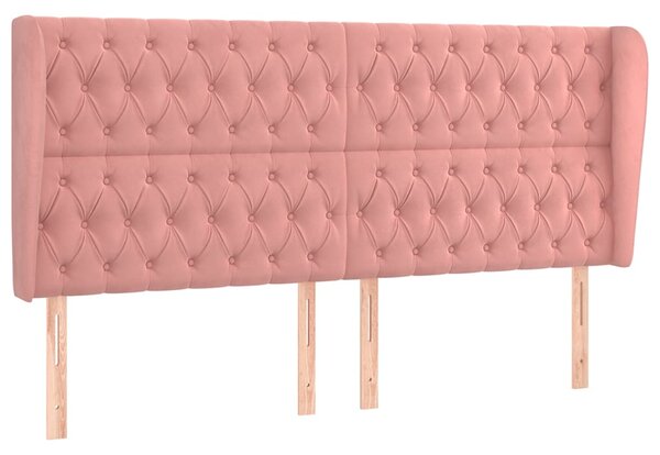Čelo postele typu ušák růžová 183x23x118/128 cm samet 3118357