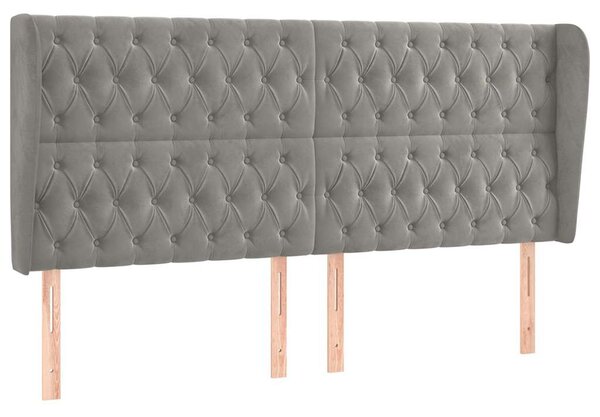 Čelo postele typu ušák světle šedé 183x23x118/128 cm samet 3118352