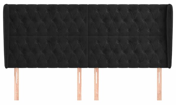 Čelo postele typu ušák černé 183x23x118/128 cm samet 3118354