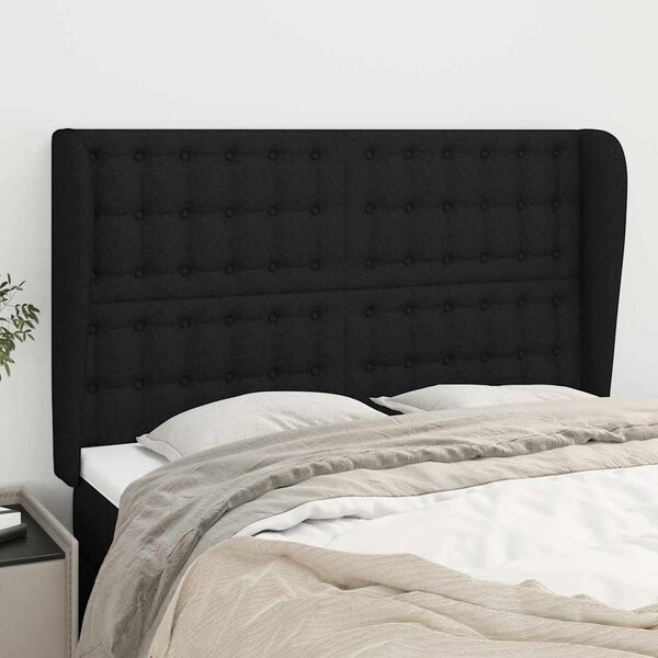 Čelo postele typu ušák černé 147x23x118/128 cm textil 3118390