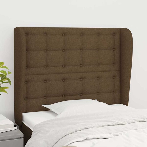 Čelo postele typu ušák tmavě hnědé 93x23x118/128 cm textil 3118375