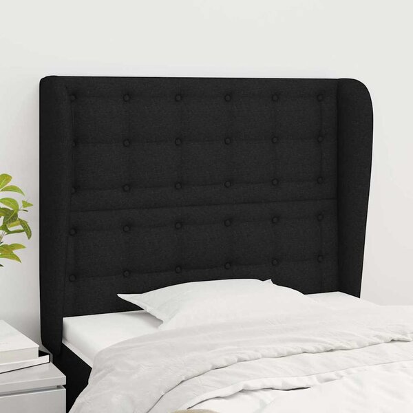 Čelo postele typu ušák černé 103x23x118/128 cm textil 3118382