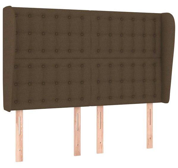 Čelo postele typu ušák tmavě hnědé 147x23x118/128 cm textil 3118391