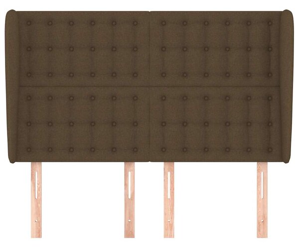 Čelo postele typu ušák tmavě hnědé 147x23x118/128 cm textil 3118391