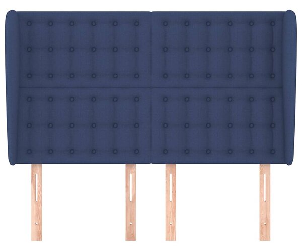 Čelo postele typu ušák modré 147x23x118/128 cm textil 3118394