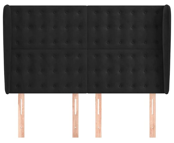 Čelo postele typu ušák černé 147x23x118/128 cm samet 3118440