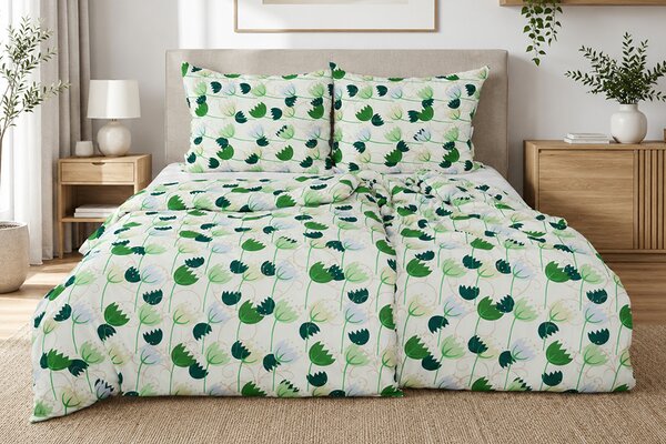 Povlecení mikro BASIC TULIPA mlécné 140x200 cm kvetiny